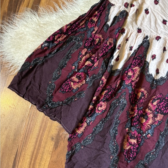 Free People Boho Floral Wide Sleeve Deep V Back Mini Dress - Picture 2 of 6